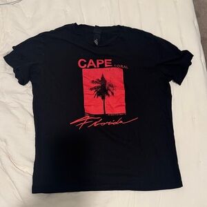 Black T-Shirt with Red Cape Coral Graphic